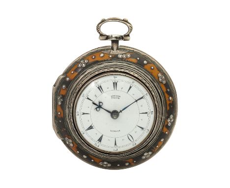 EDWARD PRIOR London antike Spindeltaschenuhr für osmanischen Markt. Um 1850. 3-fach Gehäuse in 925 Silber, Stadtmarke von Lon