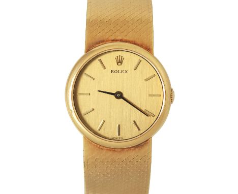 ROLEX Vintage Damenuhr. Gold 18K. Handaufzug-Werk, Kaliber 1600. Serien Nr. 336. Gebrauchsspuren an Band und Gehäuse. Geh.-Du