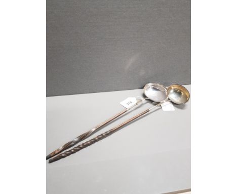 HALLMARKED LONDON 1788 TODDY LADLE WITH ANOTHER WHITE METAL TODDY LADLE