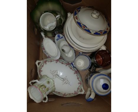 A BOX OF ASSORTED WARE INC K K POTTERY