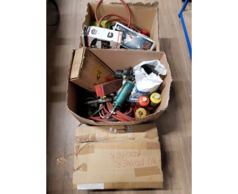 2 BOXES OF ASSORTED TOOLS BOXED METAL RACKING