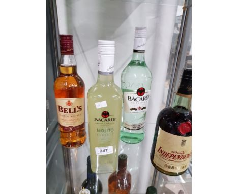 4 ASSORTED BOTTLES OF ALCOHOL INC BELLS SCOTCH WHISKY BACARDI ETC