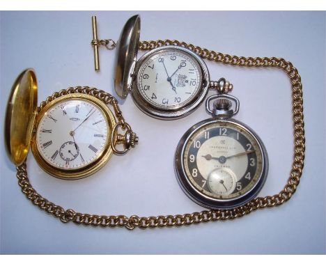 A Rotary pocket watch, with chain together with an Ingersol Triumph pocket watch and an A.E Williams pocket watch (3). 