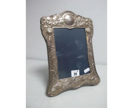 A Hallmarked Silver Mounted Photograph Frame, Carrs of Sheffield, Sheffield 1989, if Art Nouveau style, on plush easel back, 