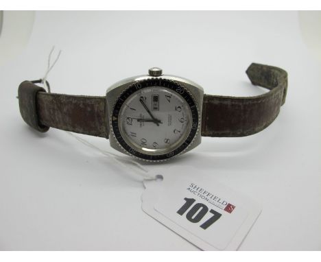 Technos; A Duward Aquastar Automatic Gent's Wristwatch, the signed white dial with black Arabic numerals, centre seconds and 