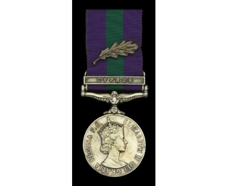 A fine General Service Medal awarded to Acting Lance Bombardier J. V. Smith, Royal Artillery, who was recommended for the Geo