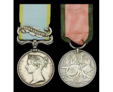 Pair: Major T. Jones, 4th (Royal Irish) Dragoon Guards  Crimea 1854-56, 1 clasp, Sebastopol (Major. T. Jones. 4th. D.G.) Depo