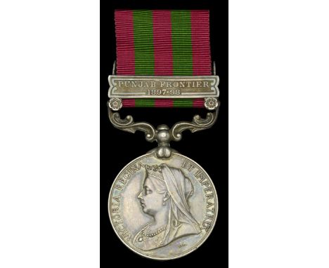 India General Service 1895-1902, 1 clasp, Punjab Frontier 1897-98 (4083 Pte. W. Jewson 4th. Dragoon Guards) light contact mar