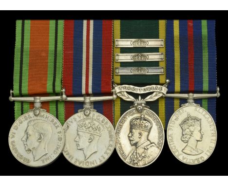 Four: Sergeant A. R. Greenfield, Royal Artillery (Territorial Army), late Royal Tank Corps  Defence and War Medals 1939-45; E