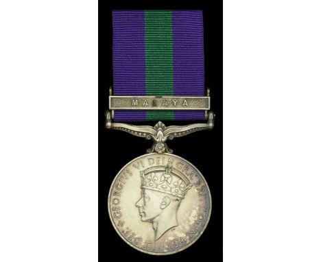 A ‘Malayan Emergency’ casualty General Service Medal awarded to Signalman E. A. Moore, Royal Signals, who was accidentally ki