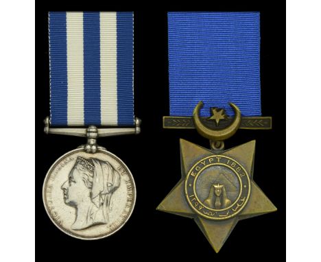Pair: Able Seaman E. McAfferty, Royal Navy  Egypt and Sudan 1882-89, dated reverse, no clasp (E. Mc.Afferty, A.B. H.M.S. “Mos