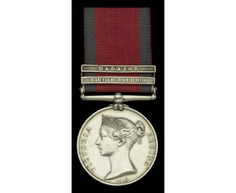 Military General Service 1793-1814, 2 clasps, Ciudad Rodrigo, Badajoz (Thomas Greenwood, 43rd Foot.) edge bruising and light 