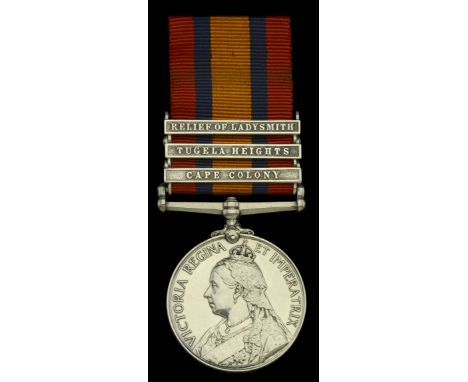 Queen’s South Africa 1899-1902, 3 clasps, Cape Colony, Tugela Heights, Relief of Ladysmith (3390 Pte. J. Lloyd, R. Welsh Fus: