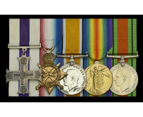 A Great War M.C. group of five awarded to Captain R. G. Hayes, Royal Welsh Fusiliers  Military Cross, G.V.R., unnamed as issu