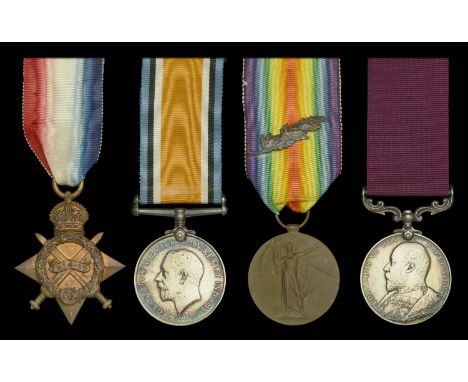 Four: Captain and Quartermaster J. Ellis, Cheshire Regiment  1914-15 Star (Q.M. & Capt. J. Ellis. Ches. R.); British War and 