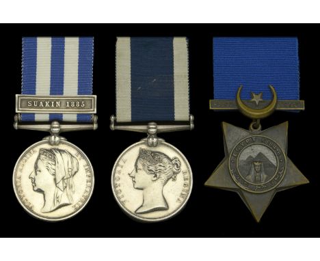 Three: Chief Writer J. R. Creese, Royal Navy  Egypt and Sudan 1882-89, undated reverse, 1 clasp, Suakin 1885 (J. R. Crease [s