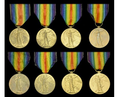 Victory Medal 1914-19  (8) (19508. Dvr. T. Ames. R.A.; 625212 Gnr. E. R. C. Berneye. H.A.C.-Art.-; 624460 Dvr. W. J. Harper. 