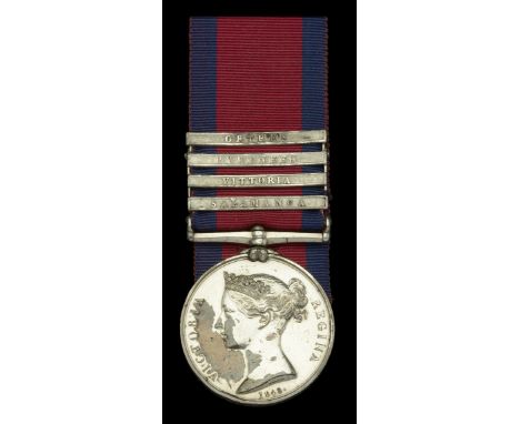 Military General Service 1793-1814, 4 clasps, Salamanca, Vittoria, Pyrenees, Orthes (W. Counsell, Royal H. Arty.) edge bruisi