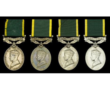 Efficiency Medal, G.VI.R., 1st issue, Territorial (4) (5499985 Gnr. M. J. D. Drew. R.A.; 2051709 Gnr. R. W. Mackellow. R.A.; 