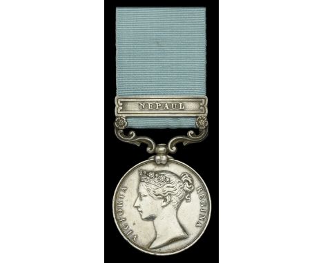 Army of India 1799-1826, 1 clasp, Nepaul (P. Ridley, 24th Foot.) short hyphen reverse, officially impressed naming, light edg