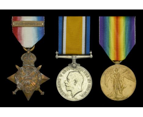 Three: Private J. A. Baker, Royal Army Medical Corps  1914 Star, with copy clasp (5079 Pte. J. A. Baker. R.A.M.C.); British W