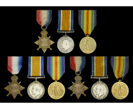 Three: Corporal J. Clarke, Cheshire Regiment 1914-15 Star (15766 Pte. J. Clarke. Ches: R.); British War and Victory Medals (1
