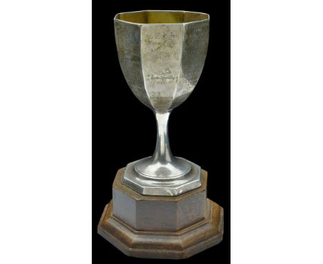 A Victoria Cross Recipient’s Silver Sports Trophy. A Georgian octagonal shaped silver cup, 160mm high x 85mm in diameter, hal