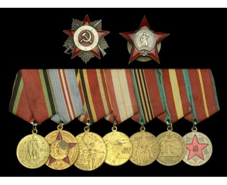 An unattributed Soviet Union group of nine  Union of Soviet Socialist Republics, Order of the Patriotic War, Second Class bre