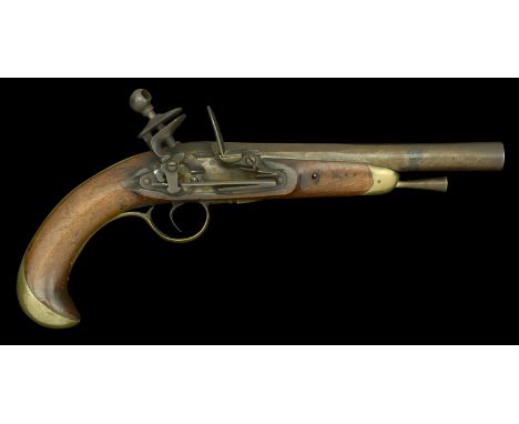 A Trafalgar Period Spanish Navy Pistol, c.1805. A rare surviving example, Miquet lock, maker marked ‘ISAST’ & ‘DVI’.  Large ‘