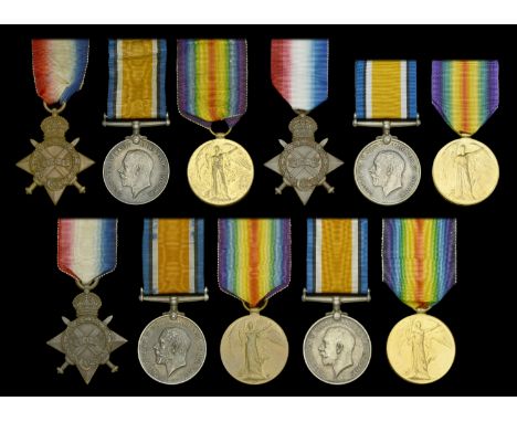 Three: Gunner E. Dobson, Royal Field Artillery 1914-15 Star (1572, Gnr. E. Dobson, R.F.A); British War and Victory Medals (15