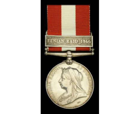 Canada General Service 1866-70, 1 clasp, Fenian Raid 1866 (Bglr. J. Pullen. 10th. R. Regt.) officially impressed naming, good