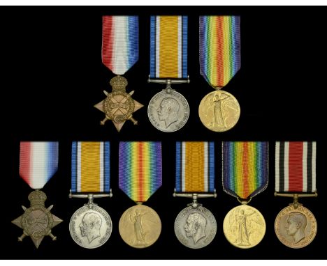 Three: Private H. Brown, Cheshire Regiment 1914-15 Star (2948 Pte. H. Brown, Ches. R.); British War and Victory Medals (2948 
