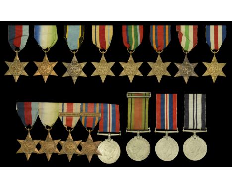 1939-45 Star (2); Atlantic Star (2); copy Air Crew Europe Star; Africa Star (2), one with North Africa 1942-43 clasp; Pacific