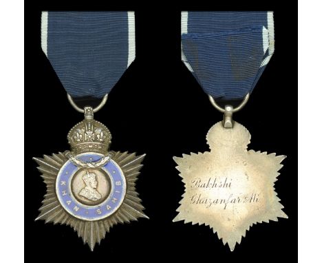 Indian Title Badge, G.V.R., Khan Sahib, silver and enamel, the reverse engraved ‘Bakshi Ghazanfar Ali’, very fine £60-£80  --