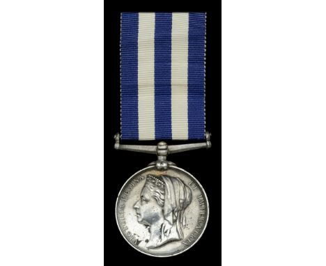 The Egypt and Sudan Medal awarded to Petty Officer First Class W. Snow, D.S.M., Royal Navy, who was wounded in action whilst 
