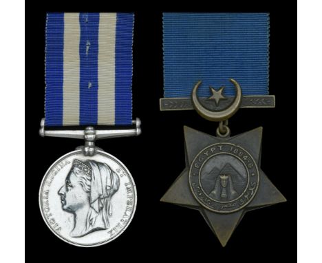 Pair: Boatswain W. Glover, Royal Navy  Egypt and Sudan 1882-89, undated reverse, no clasp (W. Glover, Bosn. R.N., H.M.S. Sera
