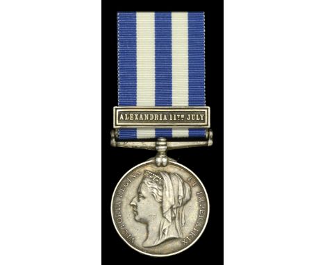 The Egypt and Sudan Medal awarded to Able Seaman W. Martin, Royal Navy, who personally received his medal from the hands of Q
