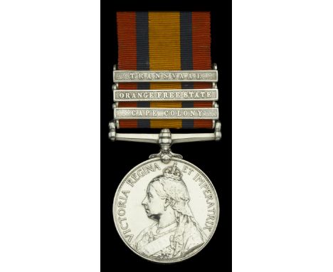 Queen’s South Africa 1899-1902, 3 clasps, Cape Colony, Orange Free State, Transvaal (2499 Pte. J. Williams, R. Welsh Fus:) ne