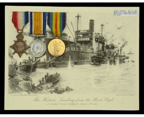Three: Private M. Noble, Royal Dublin Fusiliers, who was killed in action at Gallipoli on 25 April 1915, the first day of the