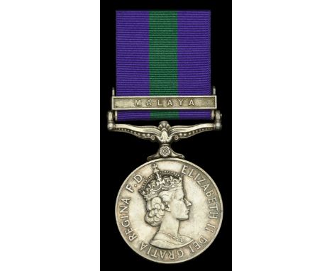 A ‘Malayan Emergency’ casualty General Service Medal awarded to Gunner F. D. Cunniff, Royal Artillery, who accidentally shot 