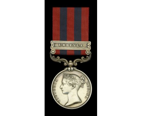 India General Service 1854-95, 1 clasp, Umbeyla (8 Drumr. W. Anderson. H.Ms. 101st. Regt.) minor edge bruising, polished, ver
