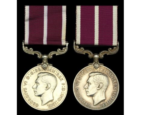 Army Meritorious Service Medal, G.VI.R., 1st issue (B.S.Mjr. A. J. Gurney. R.A.) 3rd issue (1061869 W.O.Cl.2 G. E. Lidgett. R