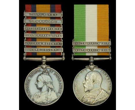 Pair: Sapper W. Smith, Royal Engineers  Queen’s South Africa 1899-1902, 6 clasps, Cape Colony, Tugela Heights, Orange Free St