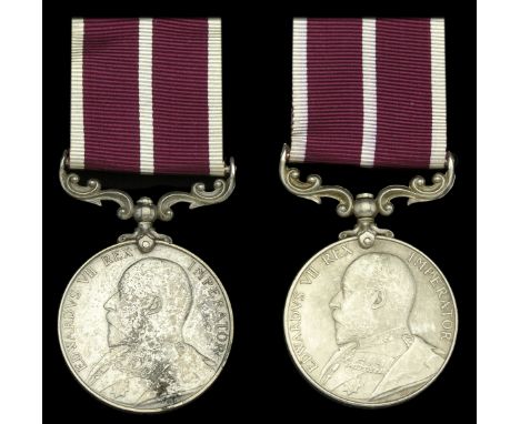 Army Meritorious Service Medal, E.VII.R. (2) (Serjt: Farr: J. W. Graham, R.A.; Sjt: F. T. Ryan. R.A.) edge bruising to second