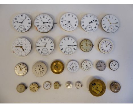 JW Benson and other pocket watch movements, some variously faced by Arabic and Roman dials