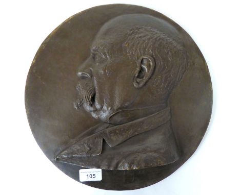 A cast bronze plaque, featuring a profile head and shoulders portrait of Otto Von Bismark&nbsp; bears an etched signature *V*