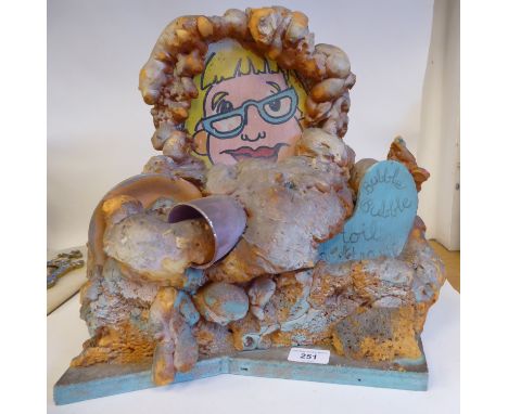 A mixed media sculpture resembling Grayson Perry 'His Alter Ego - Claire'&nbsp; 14"h