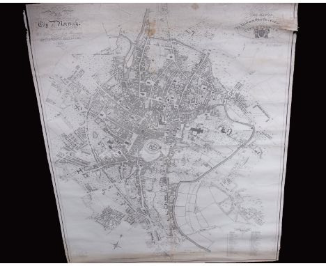 J DALLINGER: PLAN OF THE CITY OF NORWICH, SURVEYED BY W S MILLARD AND JOSH MANNING, engraved large scale plan, 1830, backed o