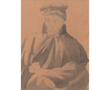 JOHN SELL COTMAN (1782-1842) Portrait of a Norfolk cleric pen and wash 15 x 11cms 
