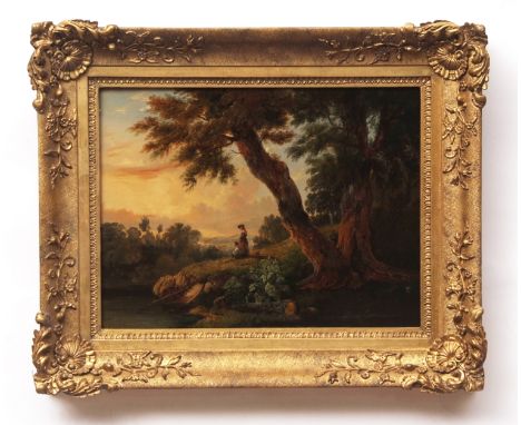 JOHN BERNEY LADBROOKE (1803-1879, BRITISH) "A Romantic Evening" oil on board 33 x 43cms Provenance: Ex-collection Colonel Ver